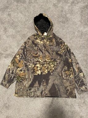 Duxbak Camo Hooded Shirt Jacket - Realtree-Style Woodland Print